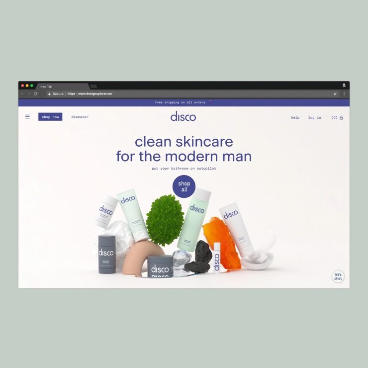 letsdisco.co – A Clean Skincare Brand’s Website for Men - Home Page