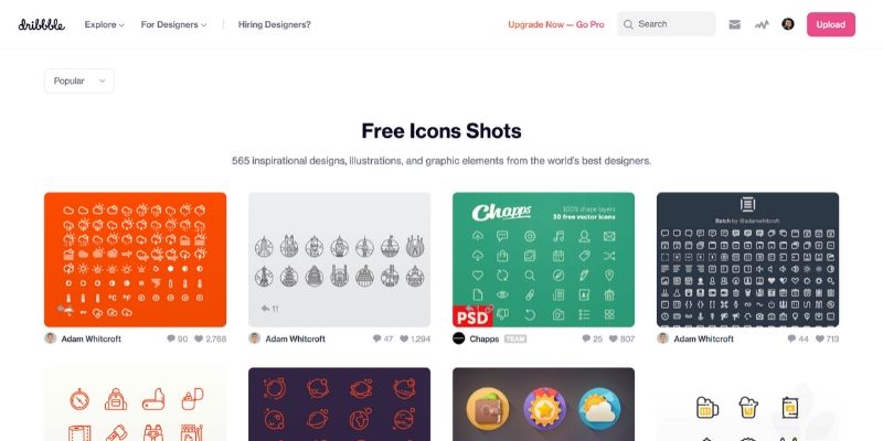 Dribbble - Best Websites to Download Icons