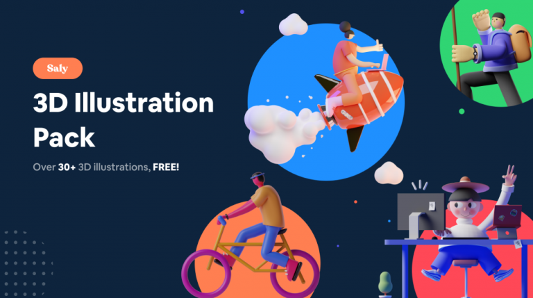 SALY – Free 3D Illustration Pack – (Figma Only Resources) - DesignXplorer